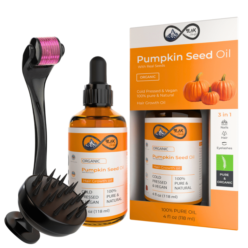 Pumpkin Seed Oil with Hair massager and derma roller